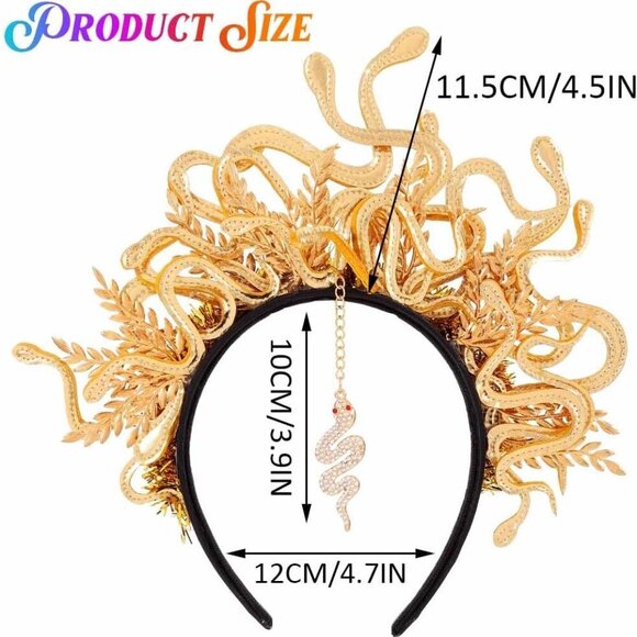 Medusa Snake Headband Gold Halloween Costume Accessory Greek Goddess